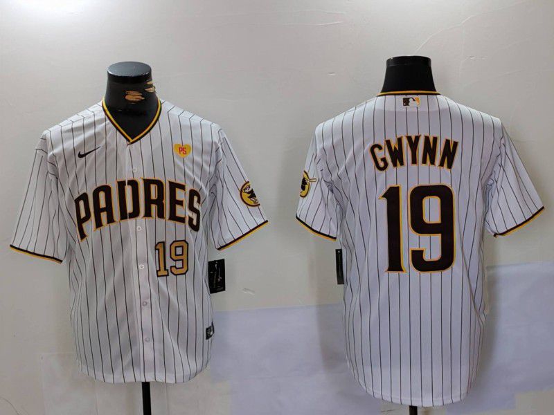 Men San Diego Padres #19 Gwynn White Stripe Game 2024 Nike MLB Jersey style 5